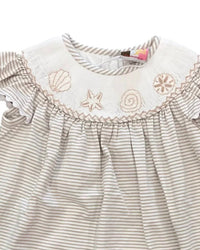 Banana Split - Girl's Seashell Smocked Bishop Dress