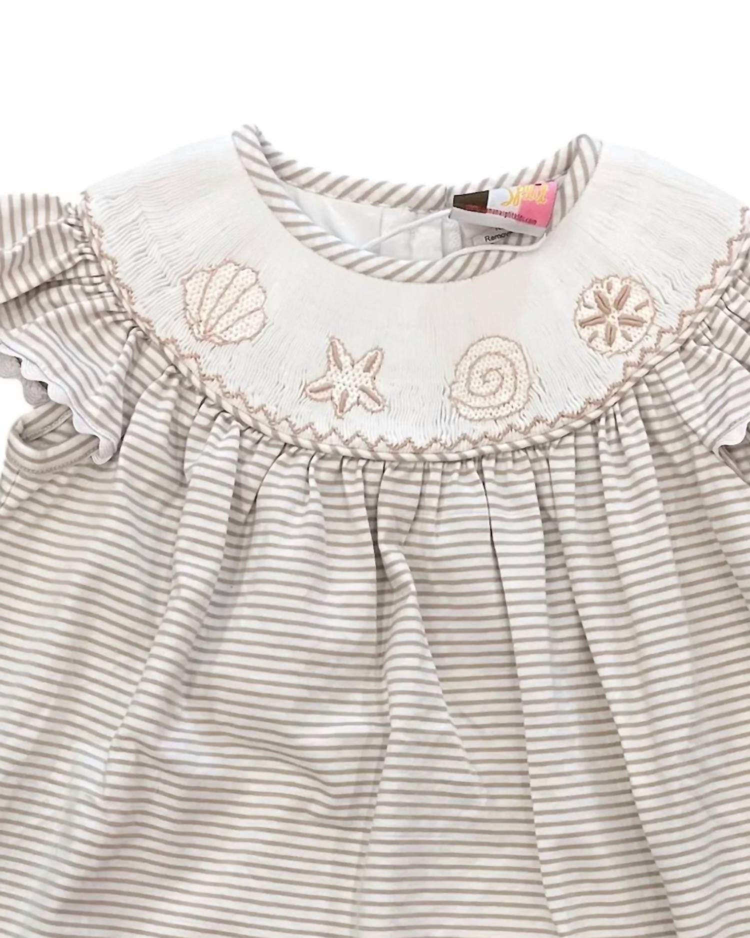 Banana Split - Girl's Seashell Smocked Bishop Dress
