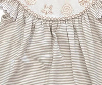 Banana Split - Girl's Seashell Smocked Bishop Dress