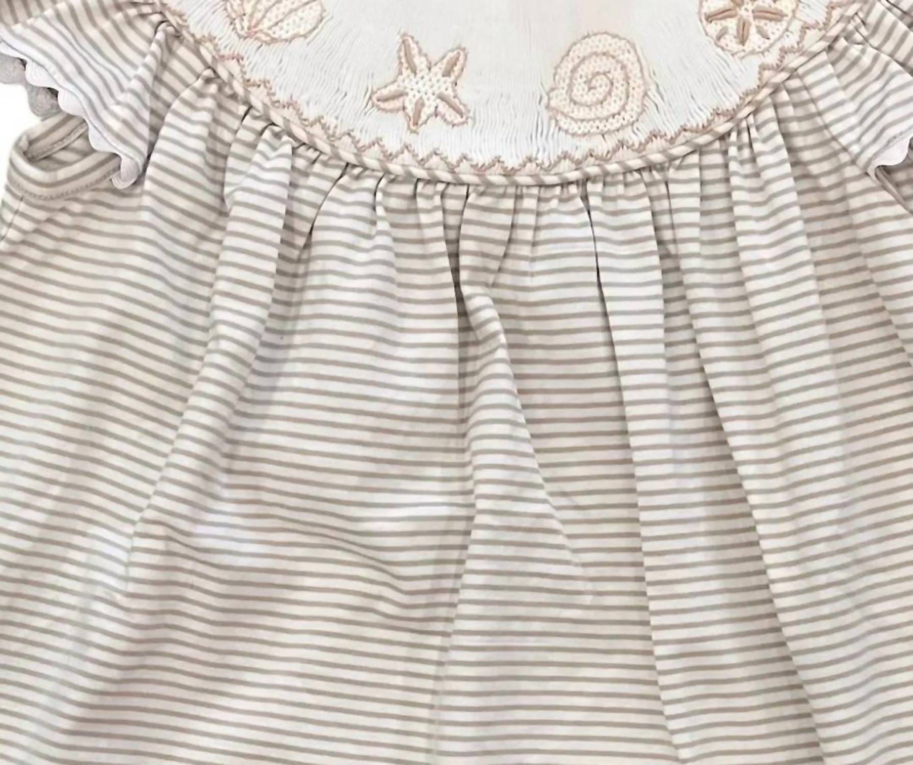 Banana Split - Girl's Seashell Smocked Bishop Dress