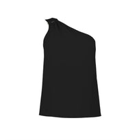 bishop + young Women's One Shoulder Top in black - women's t-shirt - detail view