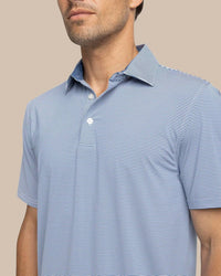 SOUTHERN TIDE Meadowbrook Stripe Polo in aged denim - men's shirt - alternate view