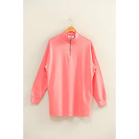 Double Zero - Women's Double Knit Half Zip Up Long Sleeve Mini Dress