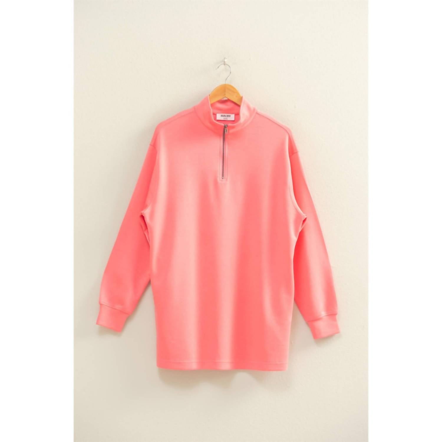 Double Zero - Women's Double Knit Half Zip Up Long Sleeve Mini Dress