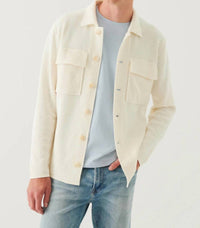 Patrick Assaraf Button Front Patch Pocket Knit Jacket in off white - men's jacket