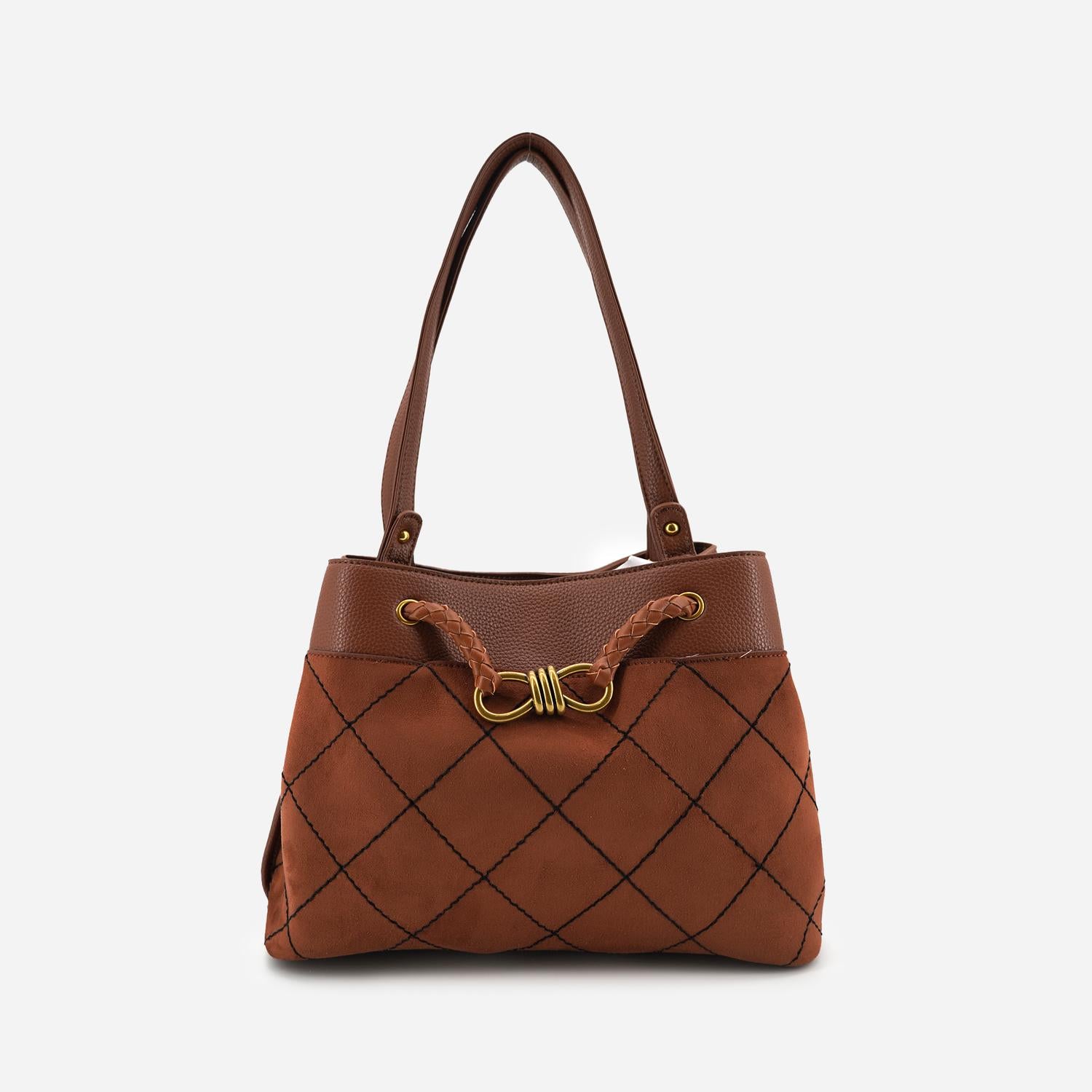 Like Dreams - Women's Velvet Knot Quilted Shoulder Tote Bag