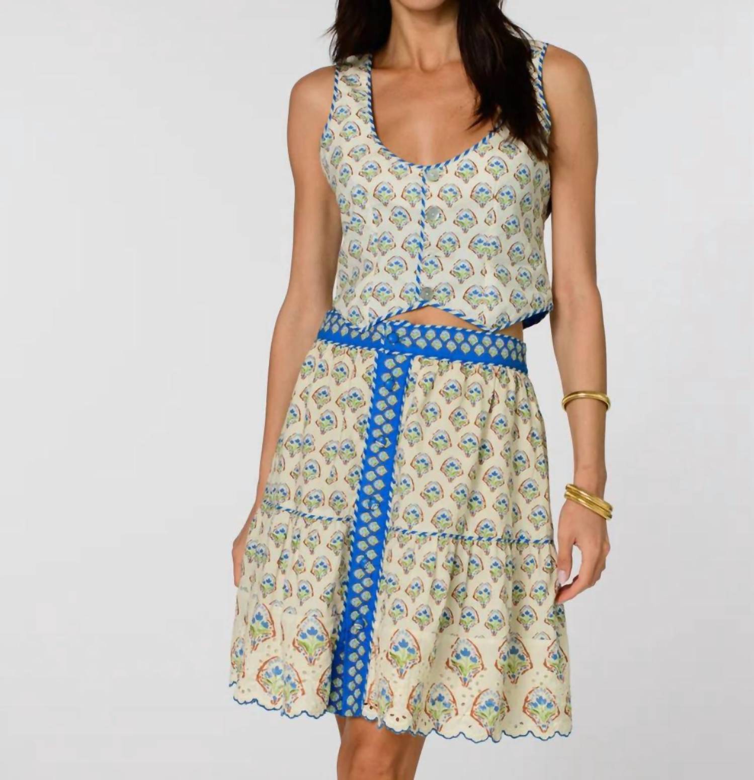 Elizabeth James The Label Isabel Mini Skirt in tulip ivory - women's skirt - detail view