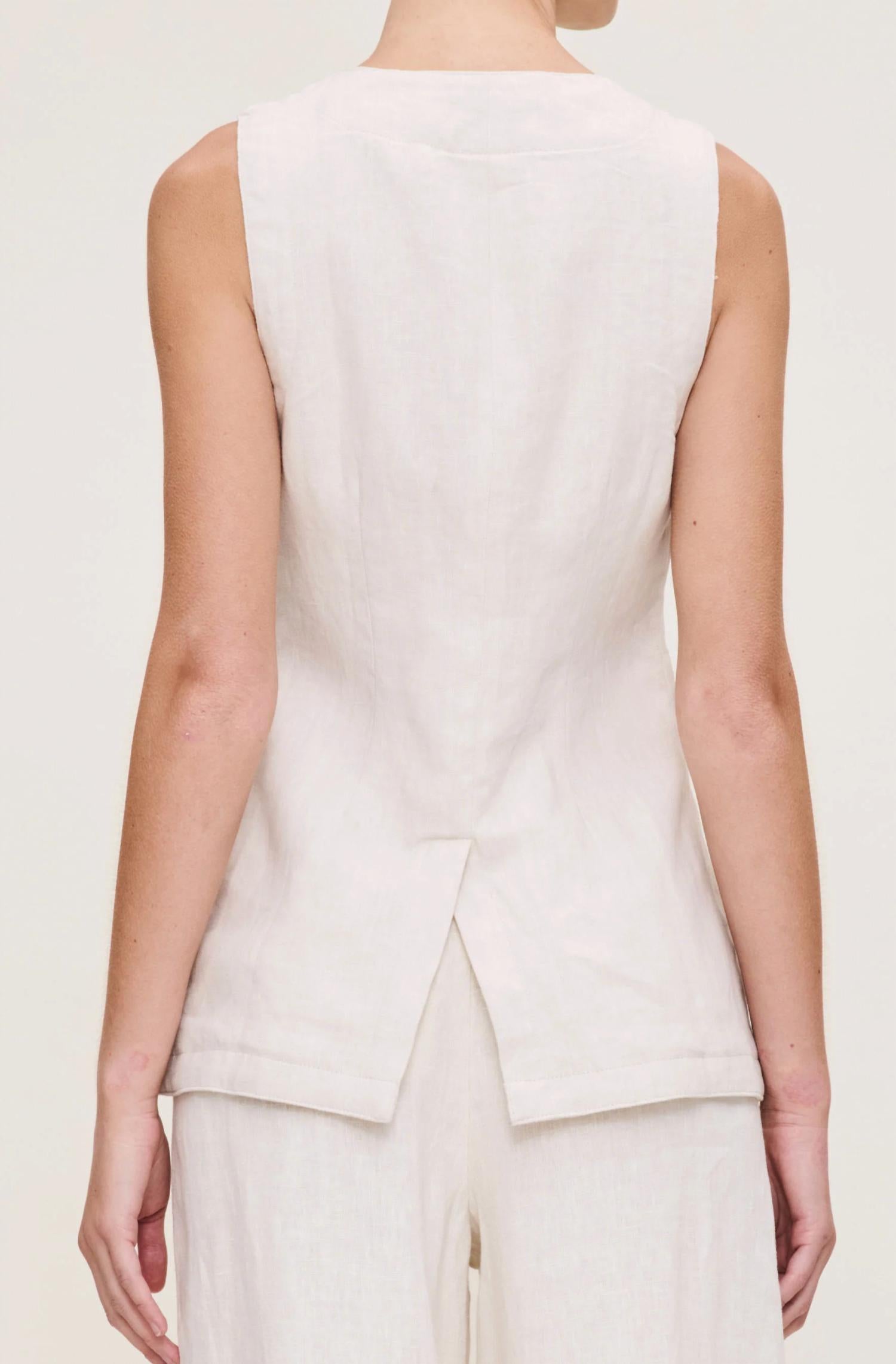 DL1961 - Women's Amalie Button Down Top in flax - women's jacket - detail view