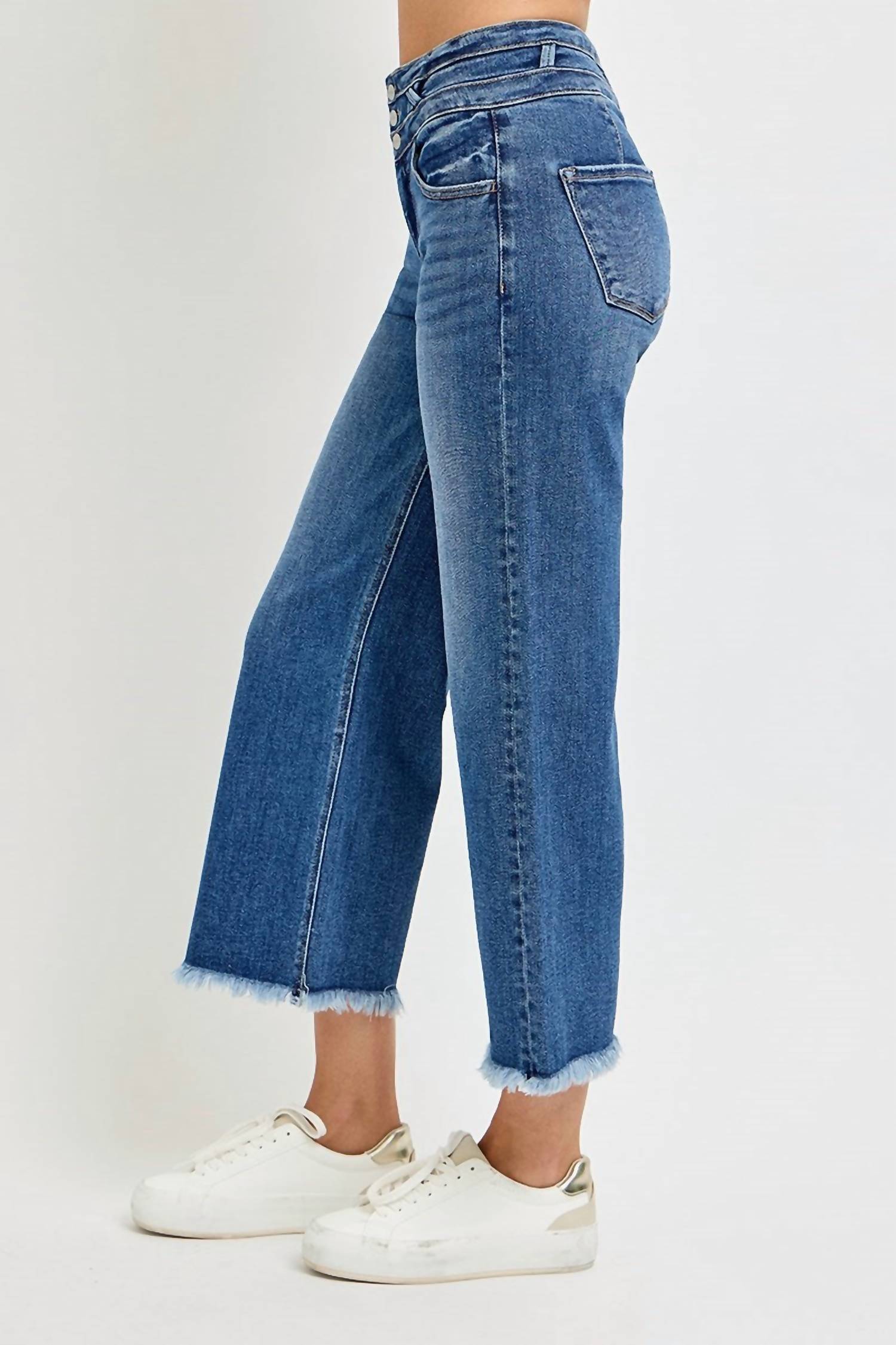 Risen - High Rise Double Band Crop Jean