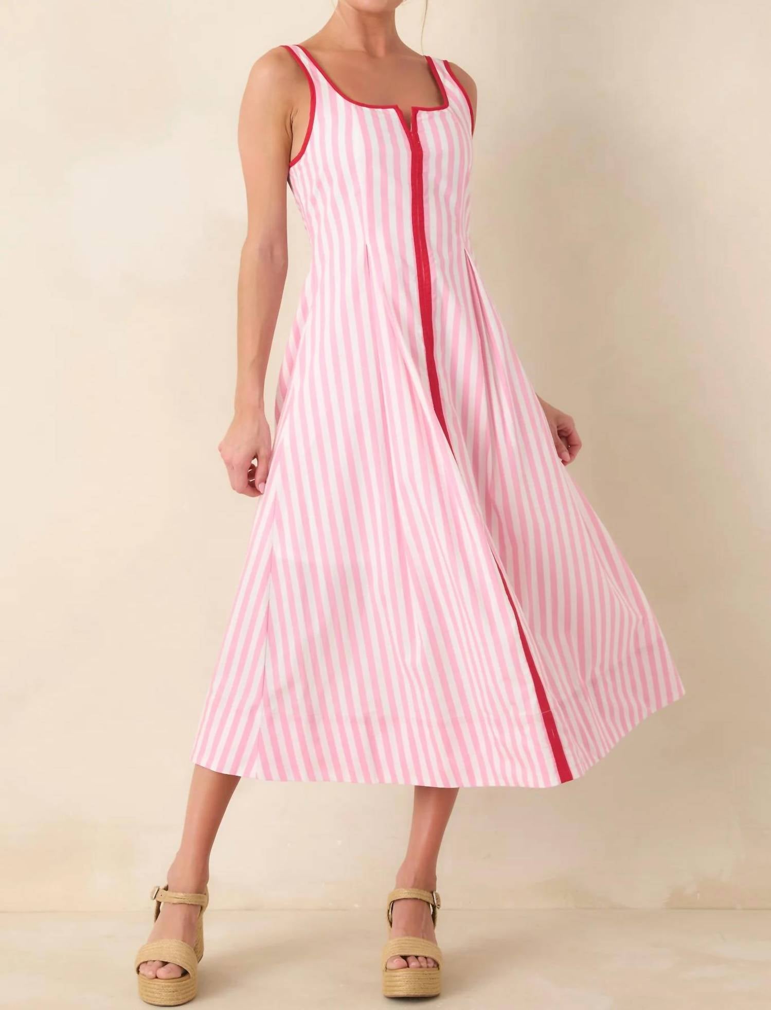 Entro - Bailey Striped Sleeveless Midi Dress