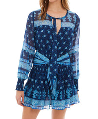 ALLISON NEW YORK Charlie Long Sleeve Blouse in navy medallion - women's blouse - view 4