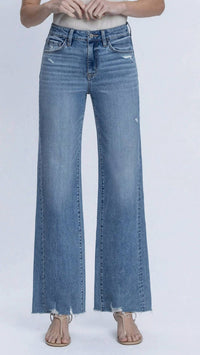 Flying Monkey - Women's High Rise Full Length Slant Side Seam Vintage Flare Jeans