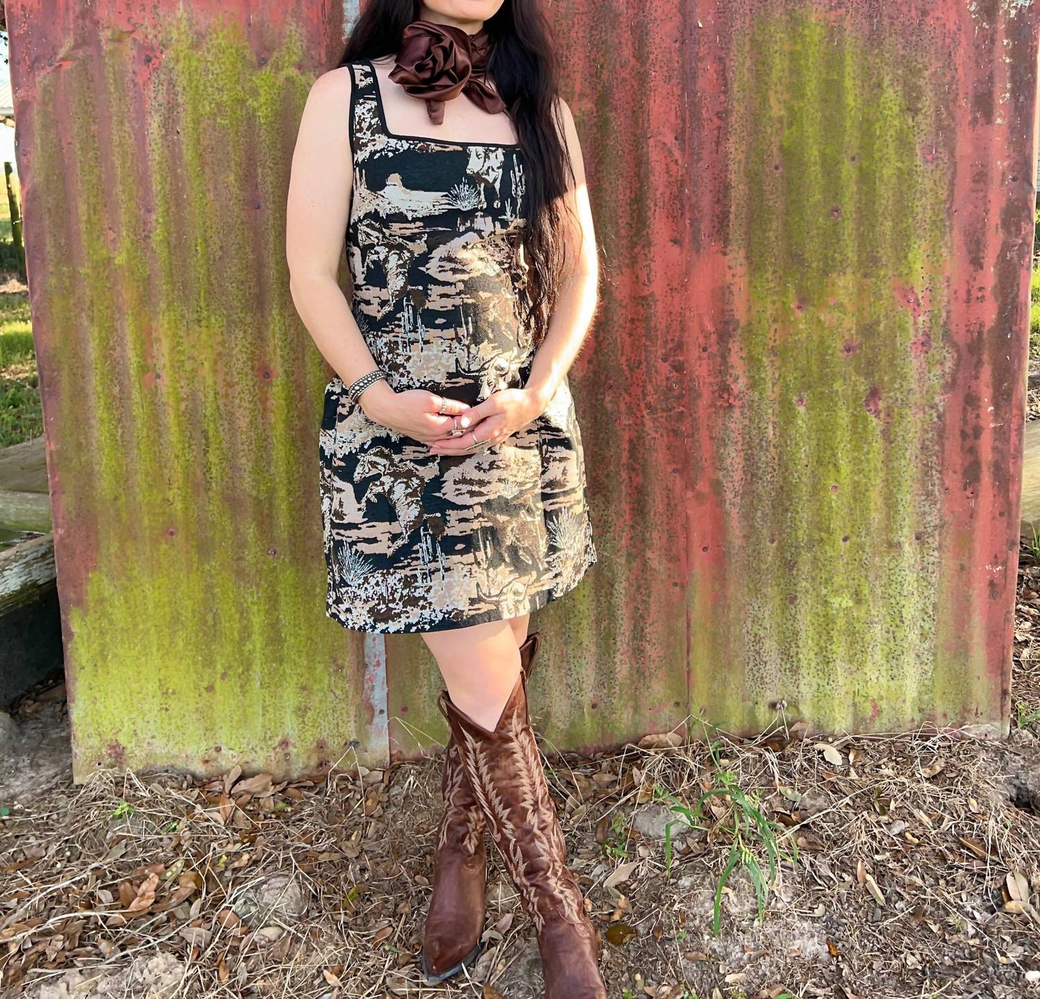 2FlyCo Painted Desert Sleeveless Mini Dress in black tan - women's dress - view 4