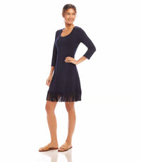 Karen Kane - Nerissa Three Quarter Sleeve Fringe Hem Mini Dress