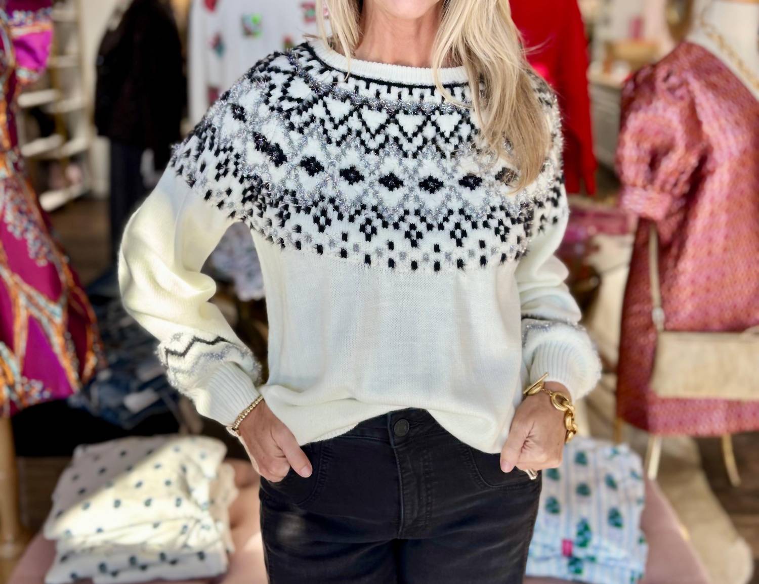 Vine & Love - Fair Isle Glitter Sweater