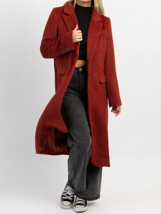 ELIZA BRICK BRUSHED WOOL COAT