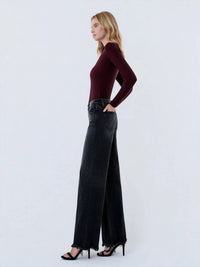 Vervet By Flying Monkey - Mid Rise Distressed Hem Wide Leg Jeans