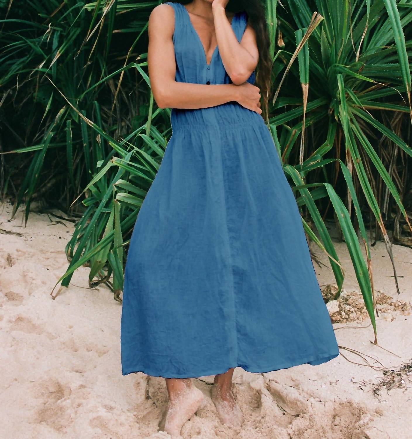 Yoga Jeans - Women's Linen Button Down Dress