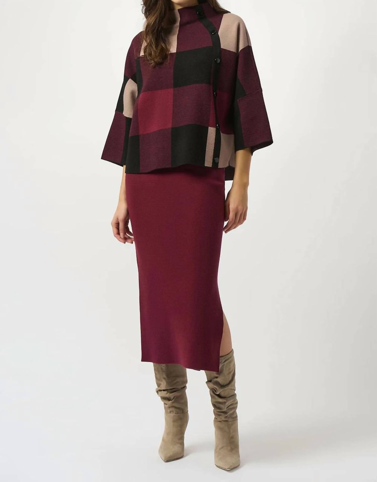 Joseph Ribkoff - Dolman Sleeve Knit Top With Button Detail