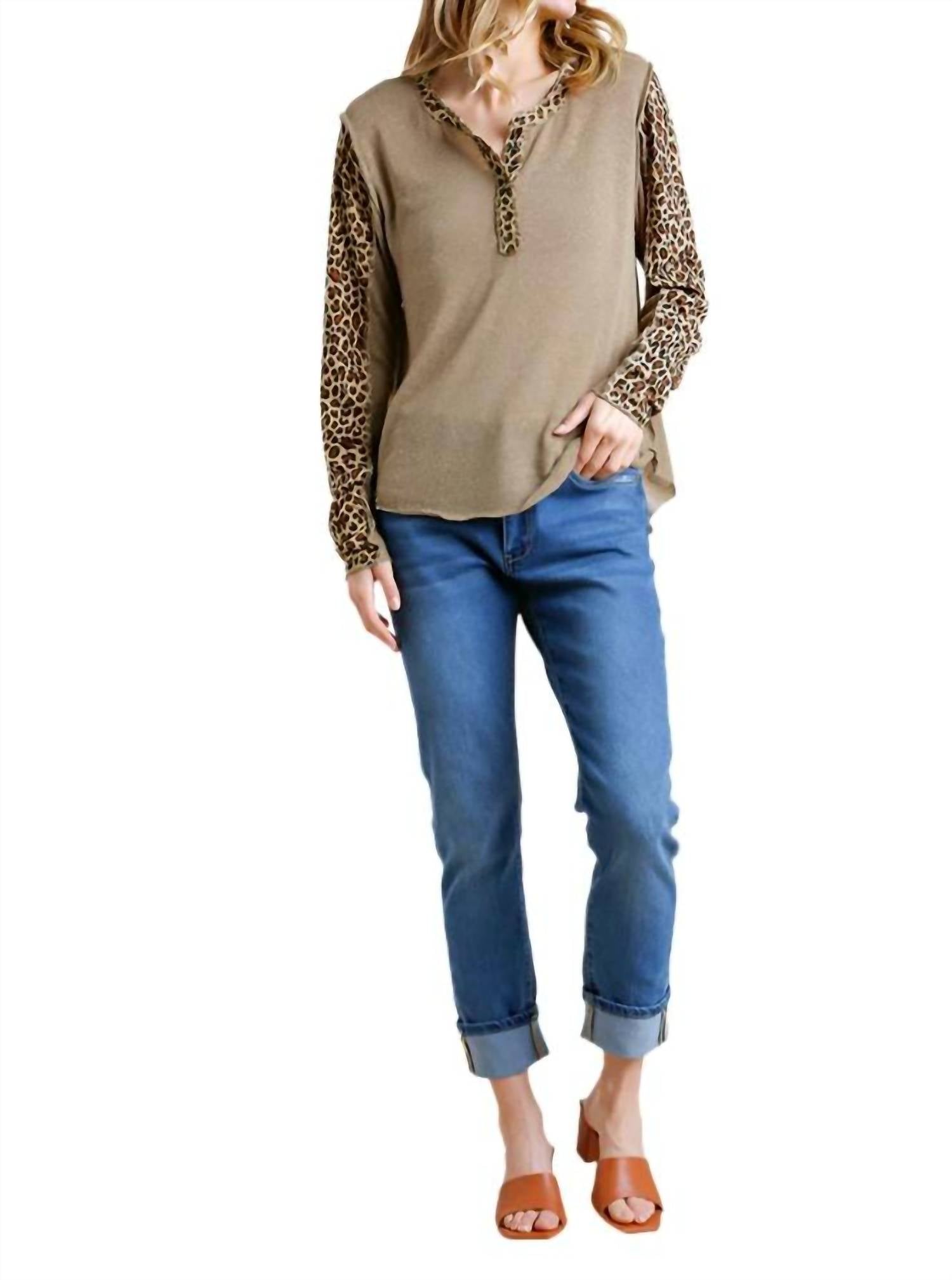 Umgee - Leopard Trimmed Top