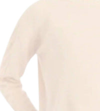 Brodie Cashmere Cable Sleeve Crew Sweater in white - women's sweater - detail view