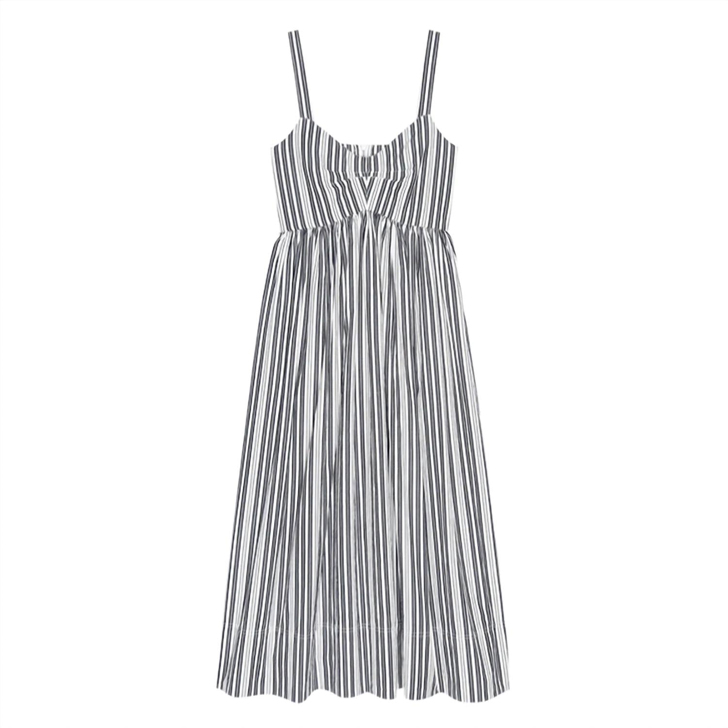 THE GREAT. Women's The Reyes Dress in parchment stripe - women's dress - view 4