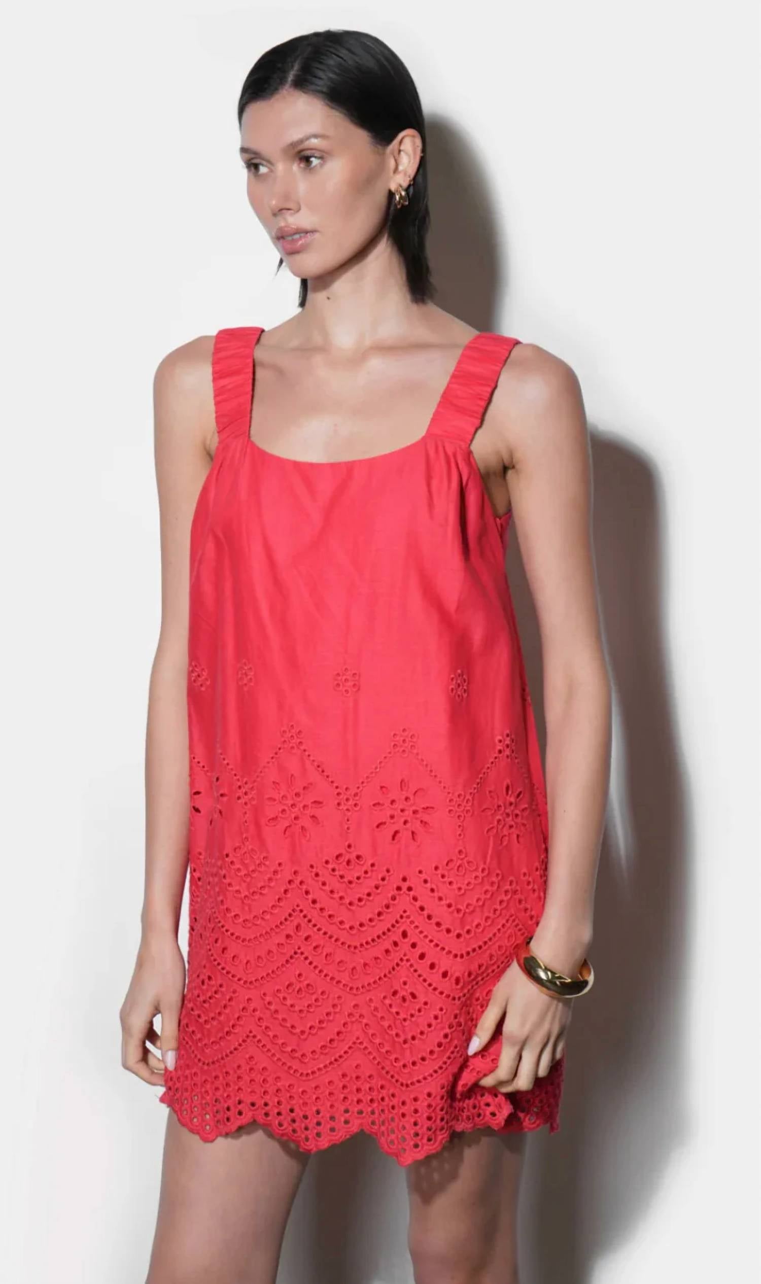 Greyline - Kallie Linen Blend Embroidered Mini Dress