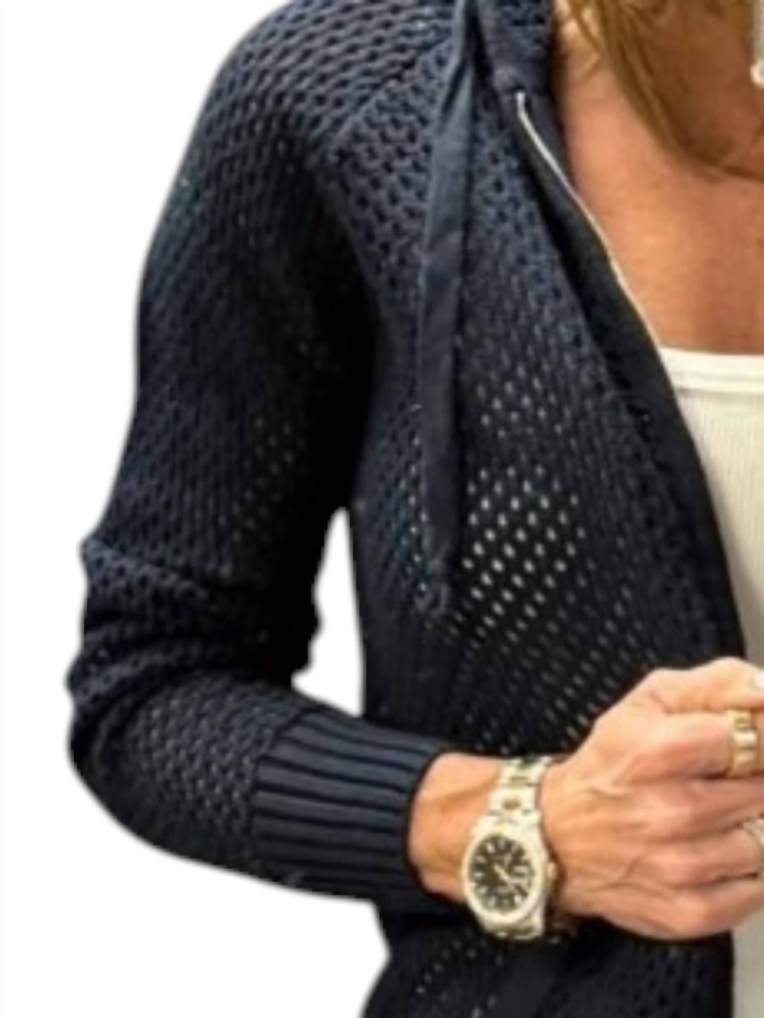 Just Madison - Madz Crochet Zip Hoodie Sweater