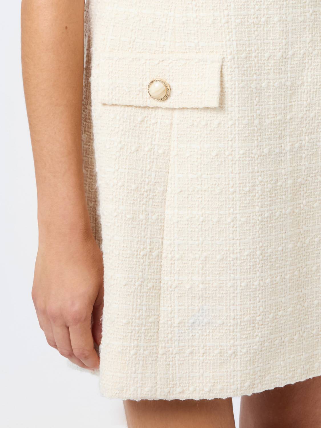 FRENCH CONNECTION Structured Tweed Mini Dress in ecru - women's dress
