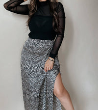 Promesa - Angeles Animal Print Satin Wrap Skirt