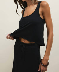 Z Supply Joanna Textured Knit Cropped Tank in black - women's shirt - detail view