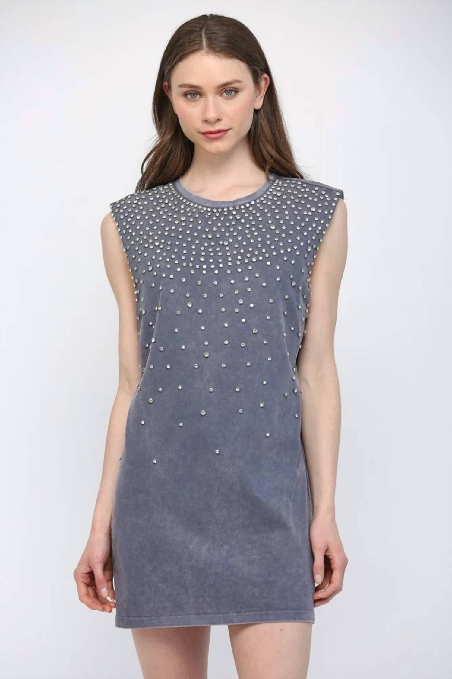 Fate - Studs Embellished Washed Tunic Dress