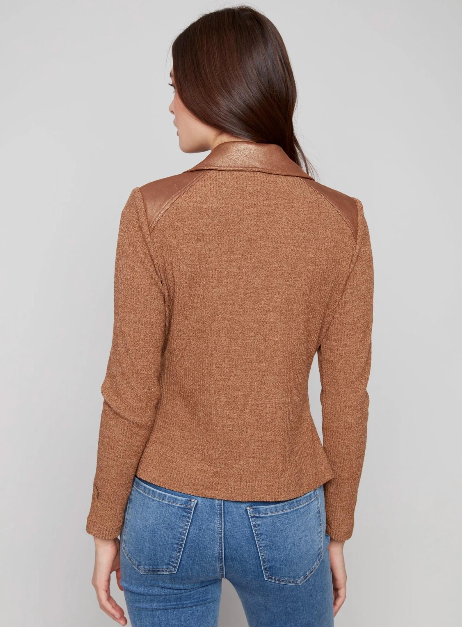 Charlie B - Foil Vintage Leather And Rib Knit Combo Perfecto