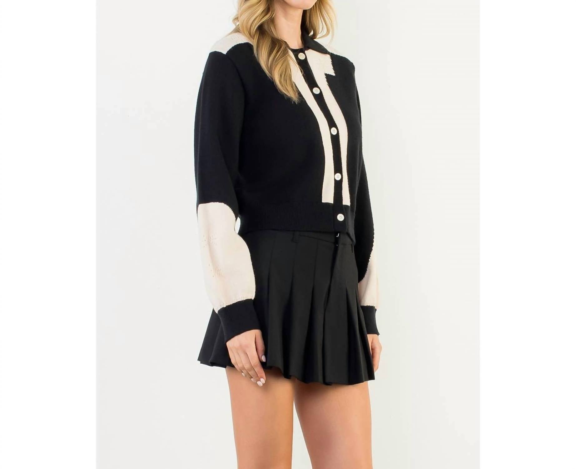 Thml - Colorblock Button Front Knit Cardigan