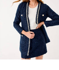 Lilly Pulitzer Neoma Jacket in low tide navy after party lurex boucle - women's jacket