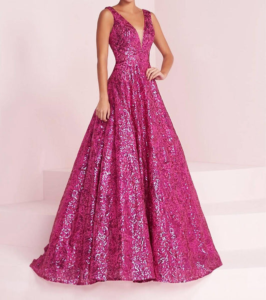 Panoply - Women's Plunging Back Sequined Dress