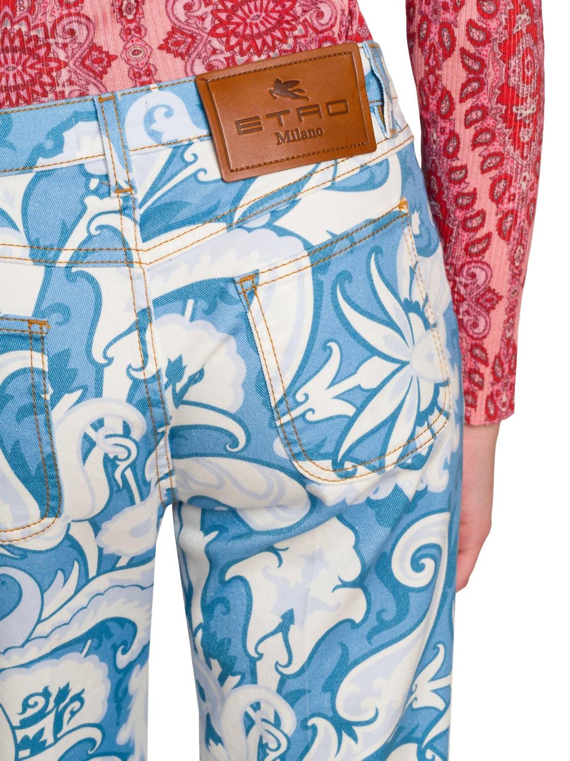 Etro - Printed Denim Straight-leg Jeans