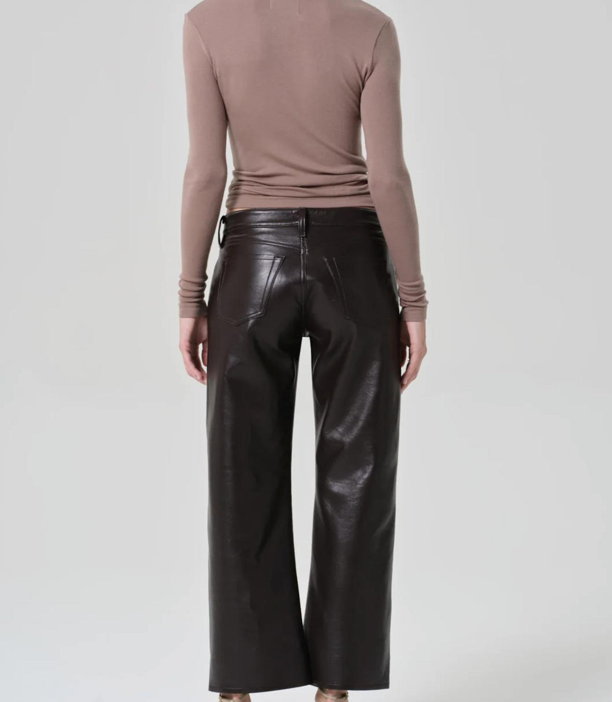 Citizens of Humanity FAYE RECYCLED LEATHER PANT in chocolate - women's pants - detail view