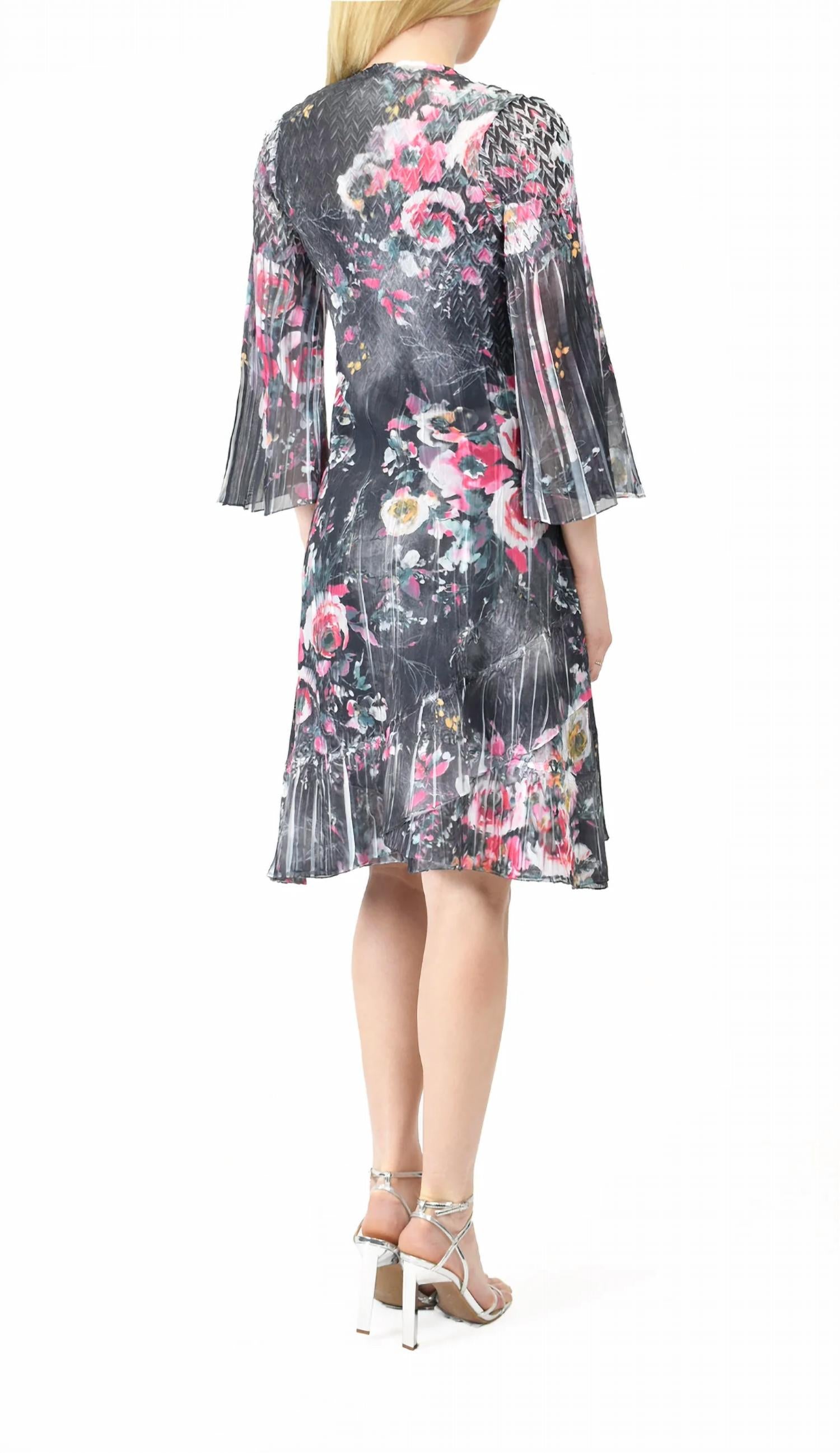 Komarov - Chiffon Dress With Split Sleeve