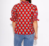 Thml - Floral Motif Ruffle Neck Top