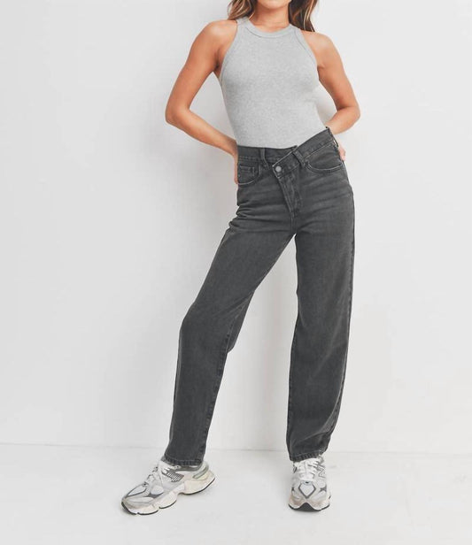 Just Black Denim - High Rise Criss Cross Straight Leg Jeans