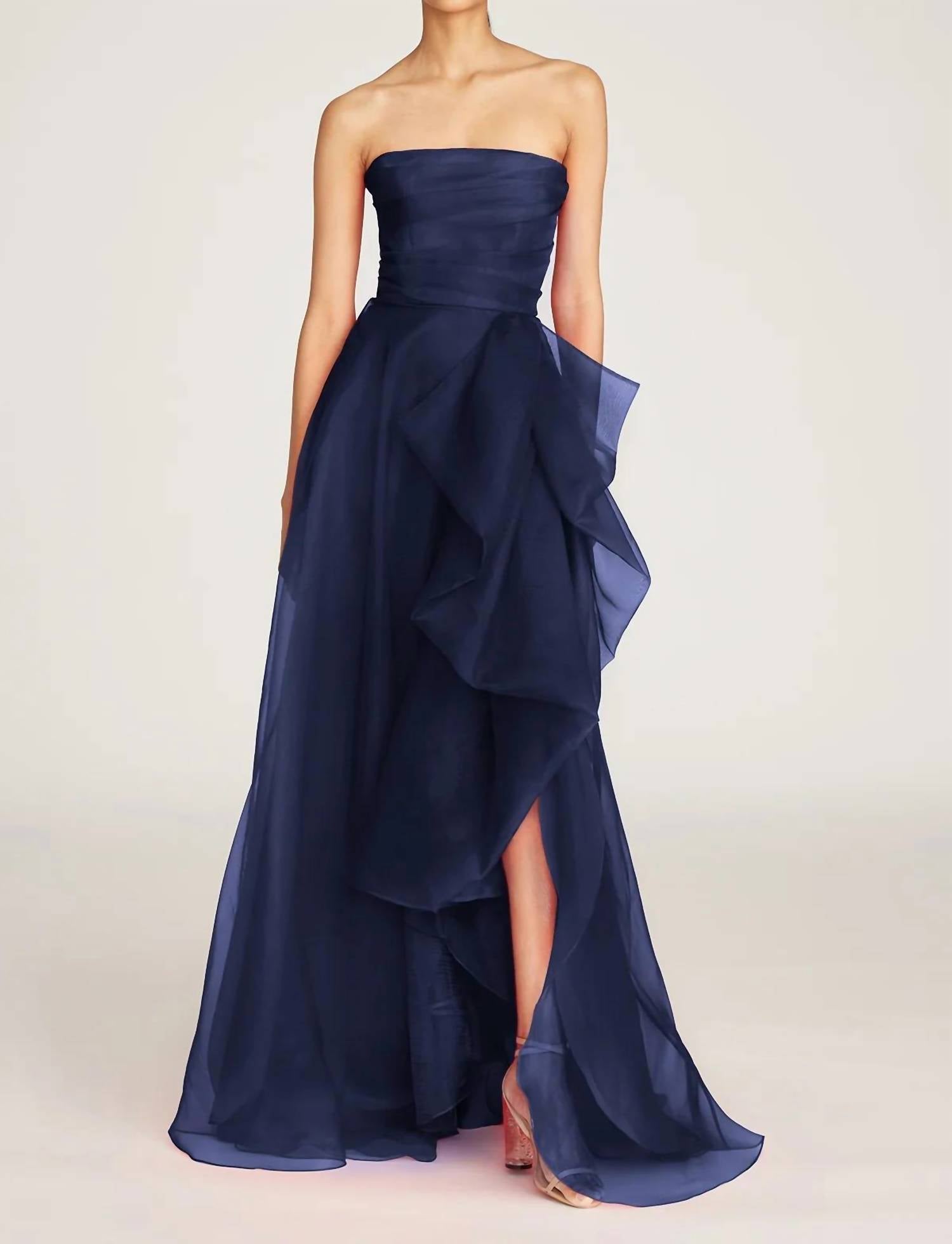Theia - Teresa Strapless Draped Gown