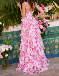 Ava Presley - Floral Print Ruffle Ballgown Dress