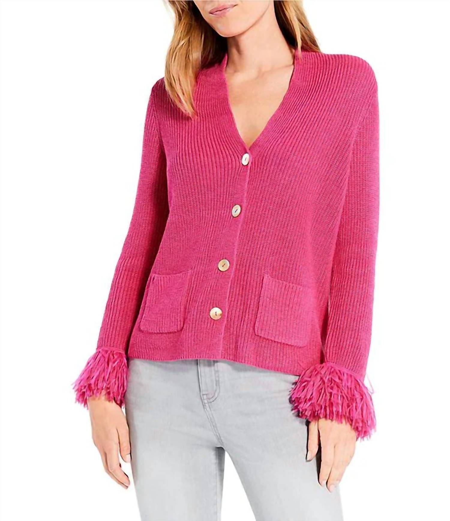 Nic + Zoe - Sasha Button Down Sweater Cardigan With Fringe Sleeves - Plus