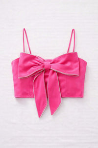 Blue B Ribbon And Rhinestones Top in fuchsia - women's shirt - alternate view