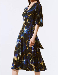 Joseph Ribkoff - Floral Print Chiffon Midi Fit & Flare Dress
