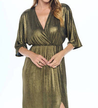 Reneec. - Kimono V Neck Dress With Slit
