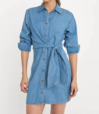 Good American - Denim Wrap Shirt Mini Dress