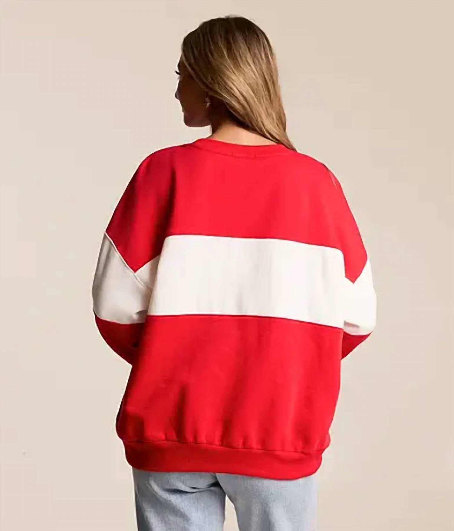 Z Supply Oversized Love Sweatshirt in kiss me red 2 - women's sweater - alternate view
