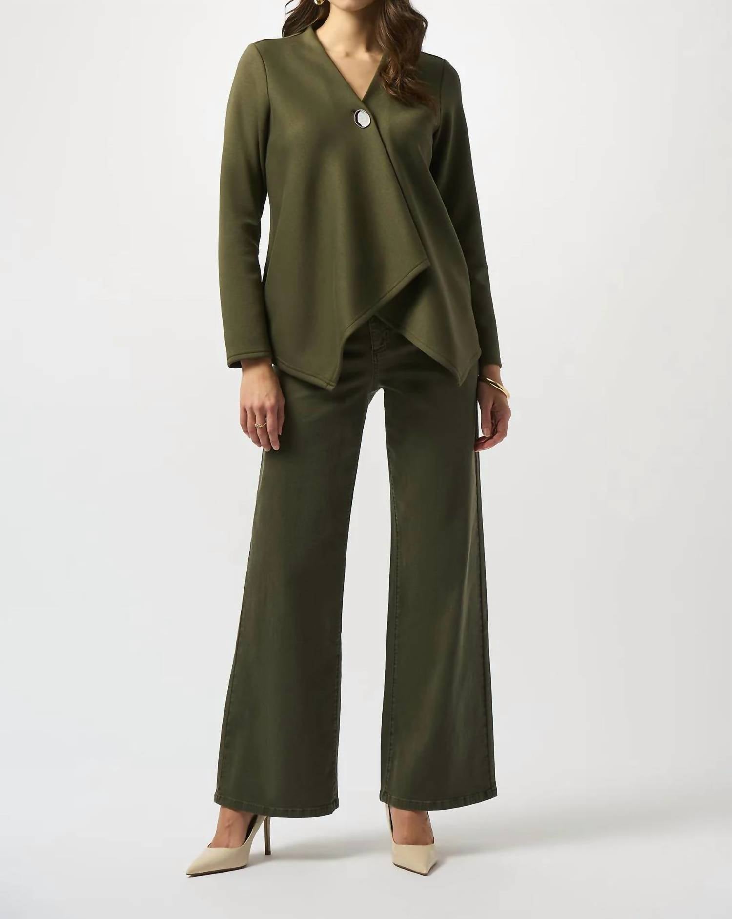 Joseph Ribkoff - Asymmetrical V-neck Button Front Jacket